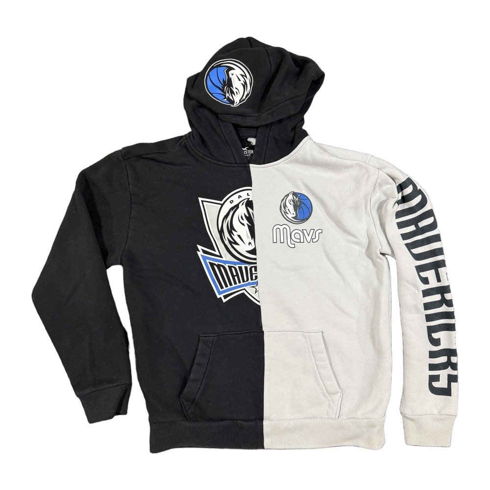 Hollister Dallas Mavericks NBA Split Color Block Hoodie Black White Small